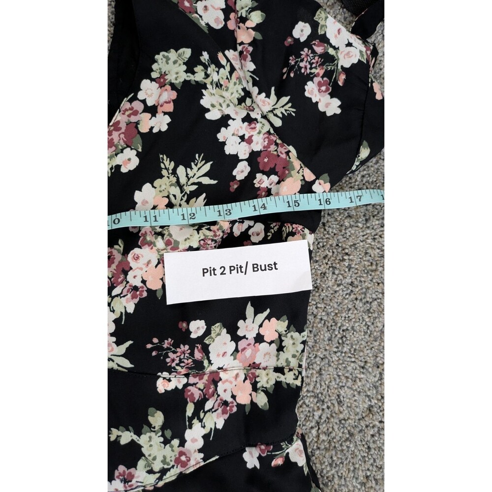 Abercrombie & Fitch XSP Dark Floral V-Neck Babydoll Coquette Mini Dress Smocked - Picture 5 of 16